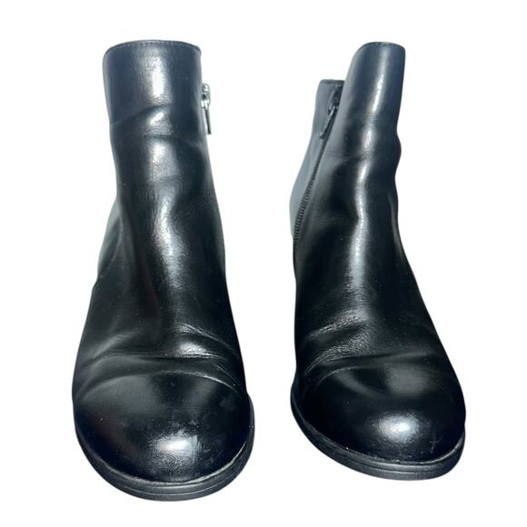 Born alter Black Leather Block Heel Ankle Boots Size 8.5 minimalist comfort - Picture 3 of 11